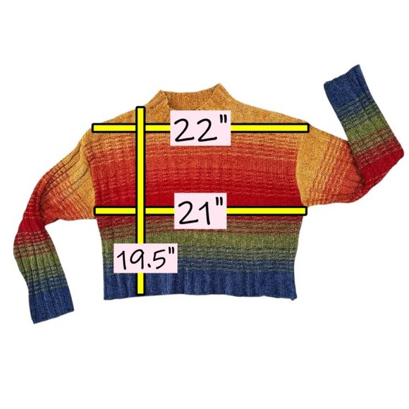 VTG 90s Reference Point Cropped Sweater Womens Large Colorful Festival Boxy Y2K - Picture 7 of 7